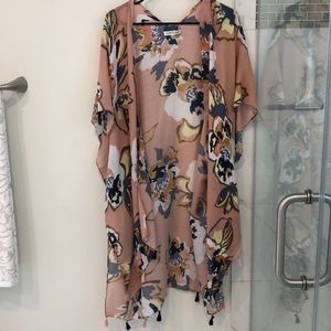 Floral Duster / Kimono with tassels